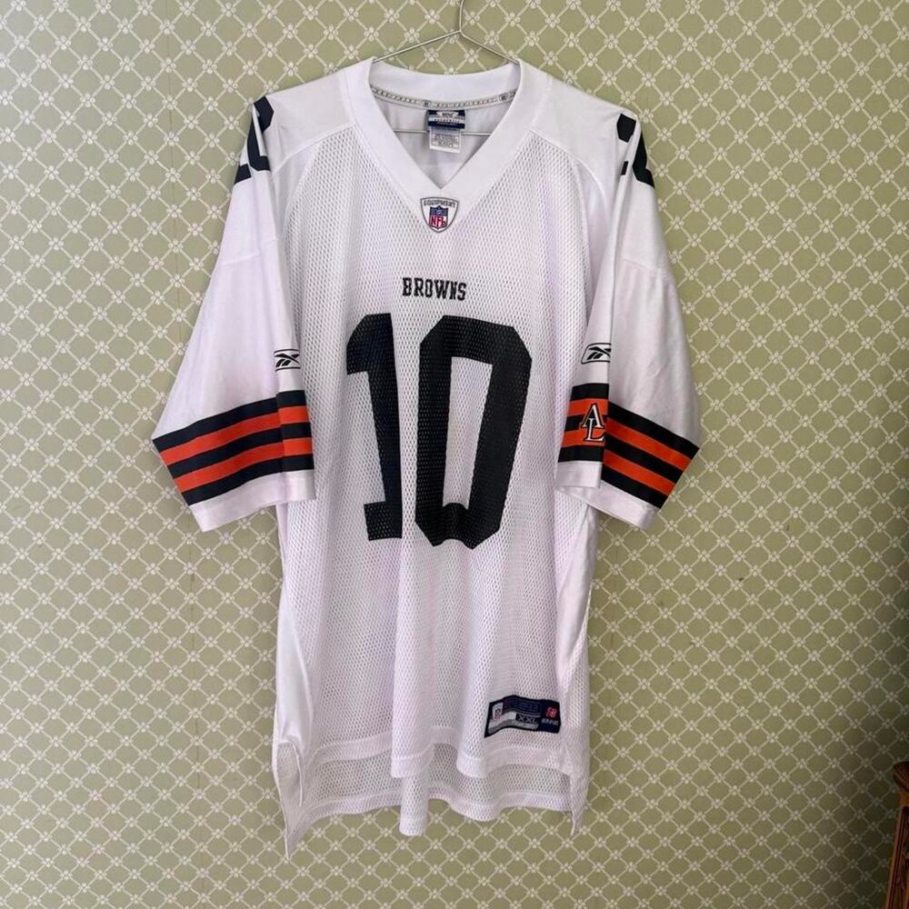 Vintage Reebok Cleveland Browns brady Quinn white away jersey